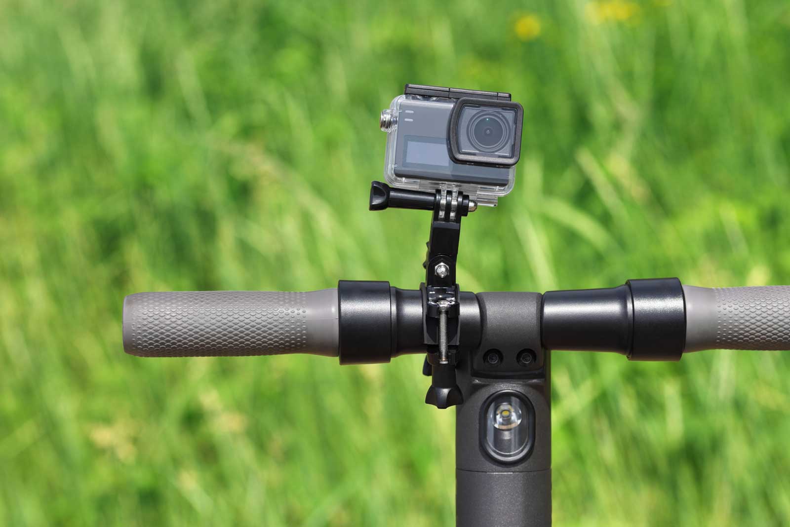 A GoPro rigged to a bike as an example of what is time lapse photography using action cams.