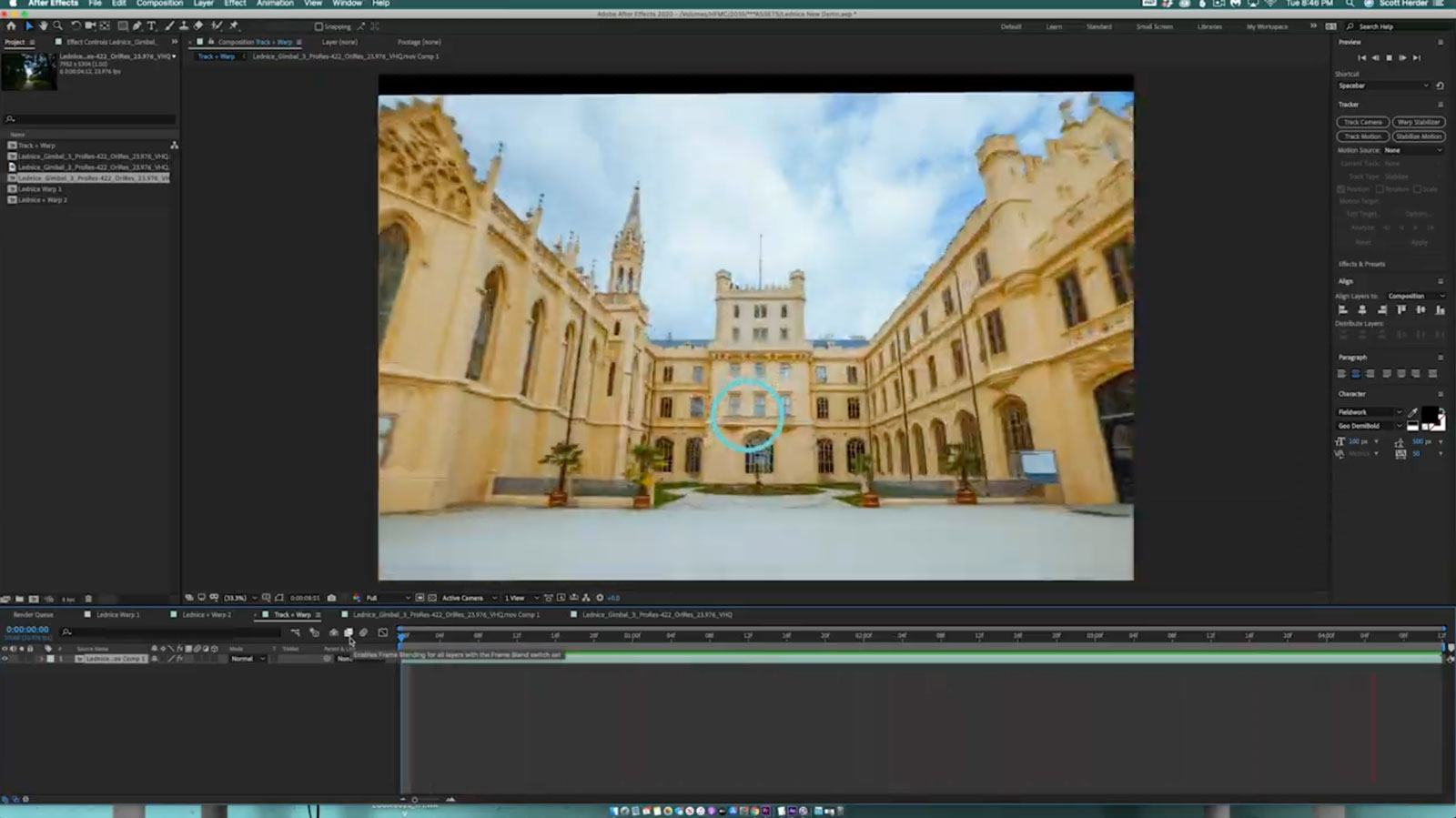 An editing example for a hyperlapse illustrating what an anchor point is.