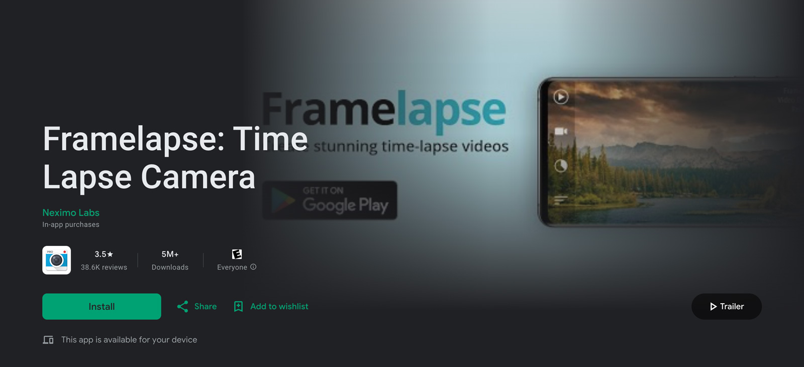 Framelapse Download from Google Play Store